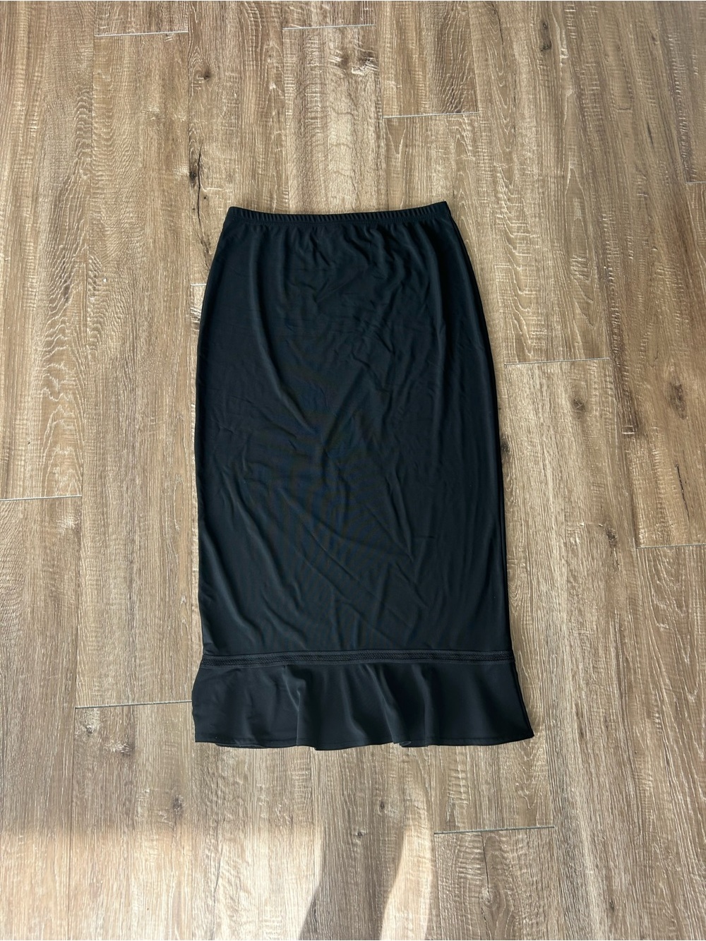 Claudia Richard Black Midi Skirt with Ruffle Hem